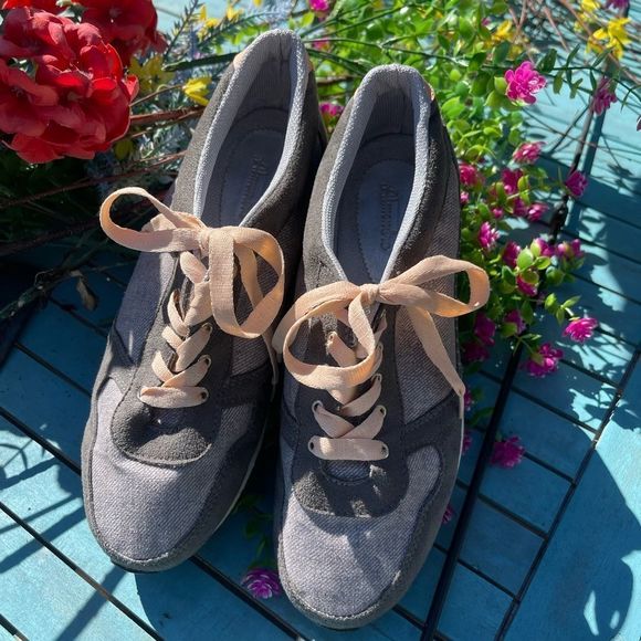 Almendra Grey Tweed Sneaker Peach Laces EU Size 39 US Size 8.5 - Picture 11 of 16